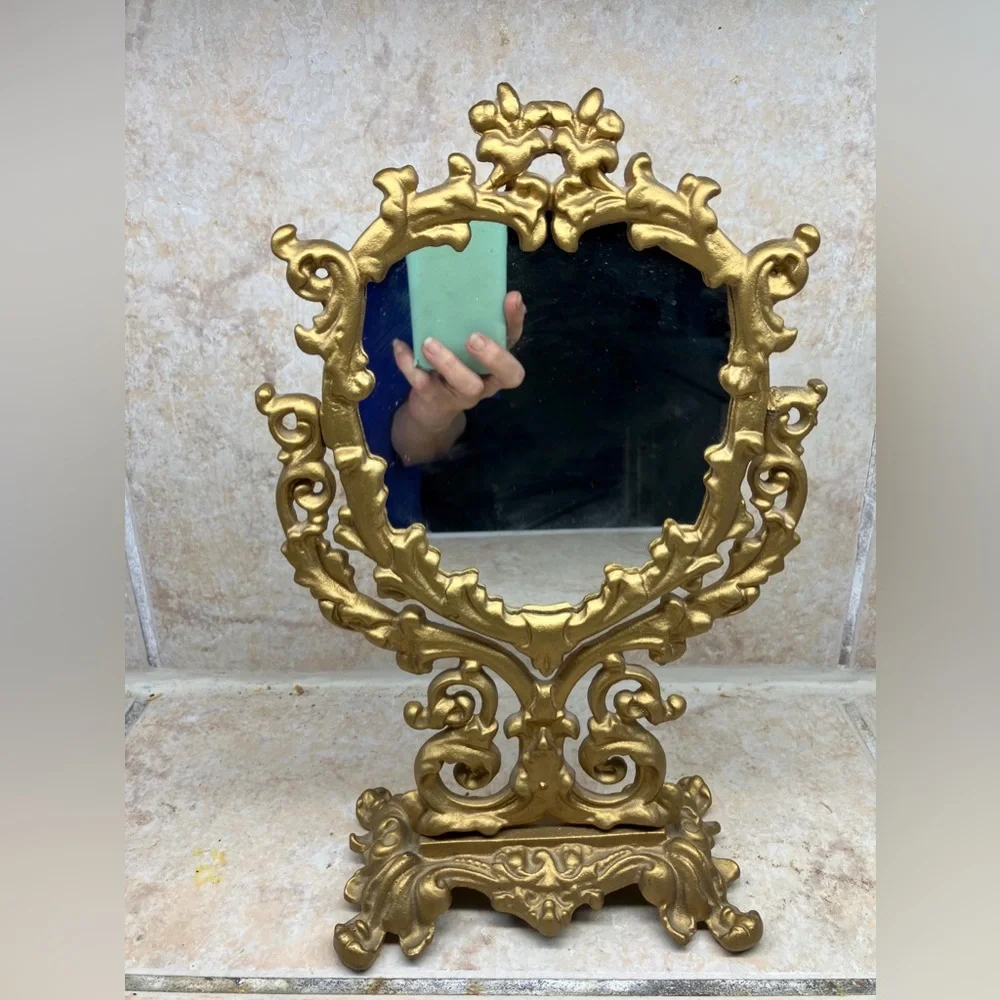 Iron Art 1950s Tabletop Vanity Mirror